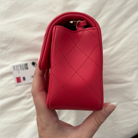 NWT 🖤 CHANEL 24S Red Lambskin Mini Classic Flap Bag - Picture 13 of 16